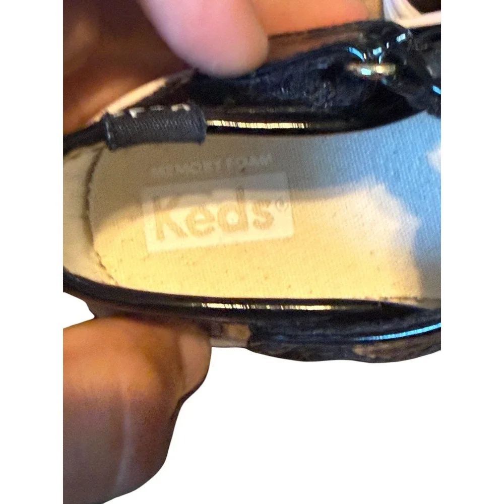 Keds Patent Black Leather Cap T-Strap Toddler Girls Sneakers Size 3M